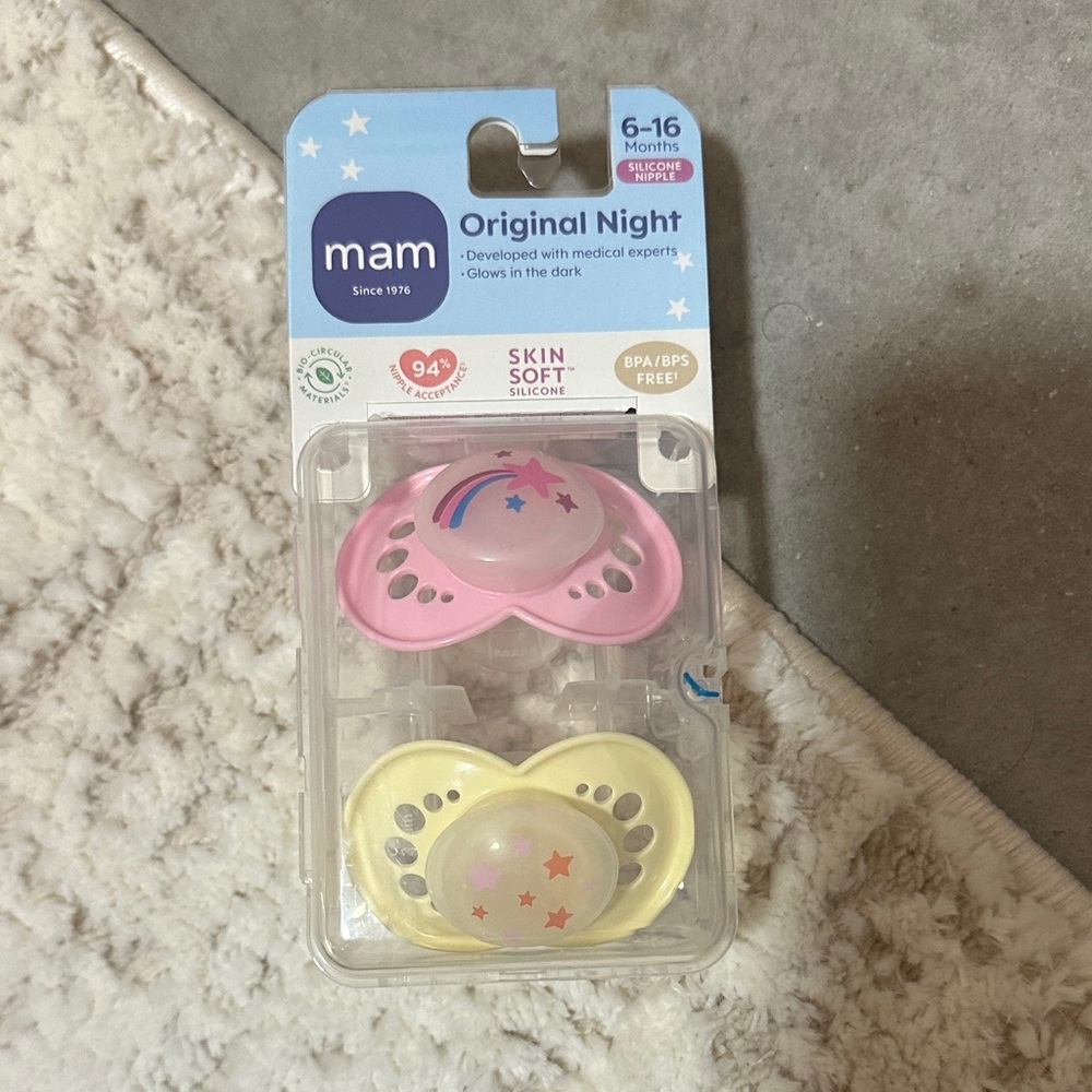 MAM Original Night Pacifiers Pink and Yellow